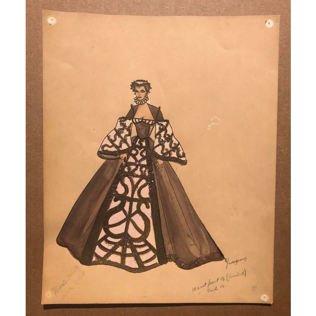 Mardi Gras Costume watercolor, gouache and glitter by Lawrence Francis Youngblood (c. 1929-2007). Youngblood designed...