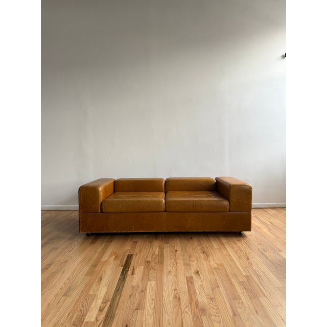 Camel Daybed Sofa in Caramel Leather Upholste by Tito Agnoli, Cinova, 1960s For Sale - Image 8 of 10