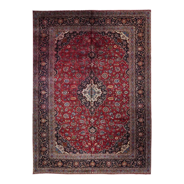 1960s Vintage Kashan Rug 10'8'' x 14'3'' For Sale