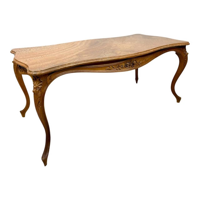 French Louis XV Style Coffee Table with Marble Top, 1940 For Sale - Image 15 of 15