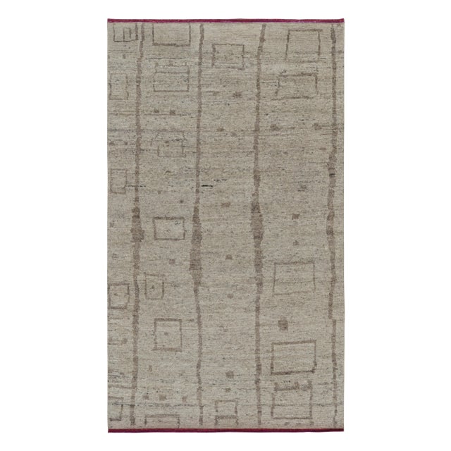 Gray Rug & Kilim’s Modern Moroccan Style Rug With Beige and Gray Geometric Patterns For Sale - Image 8 of 8