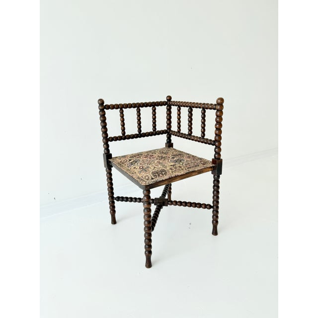 Antique 20th Century French Bobbin Corner Chair, in Flawless conditions. Designed 1890 to 1919