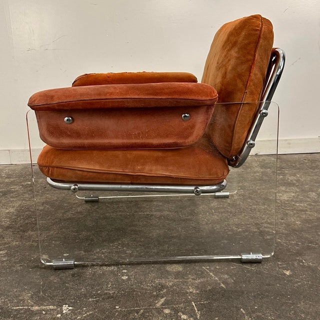 1970s Italian Pol Flex Artegna Lucite & Chrome Lounge Chair For Sale - Image 4 of 12