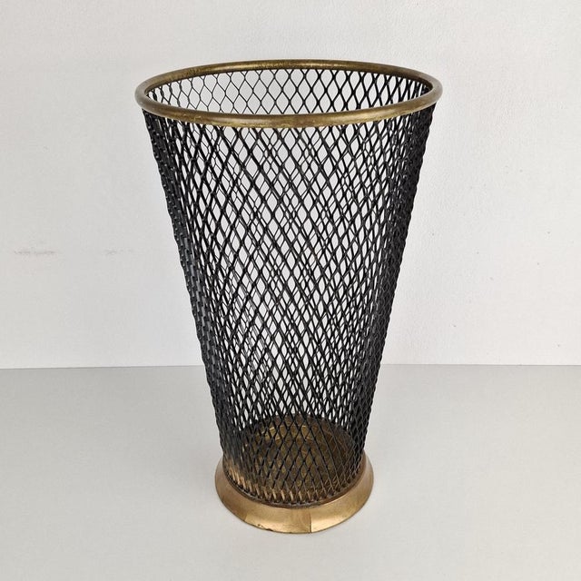 Black Vintage Round Umbrella Stand in the style of Mathieu Matégot, 1950s For Sale - Image 8 of 16