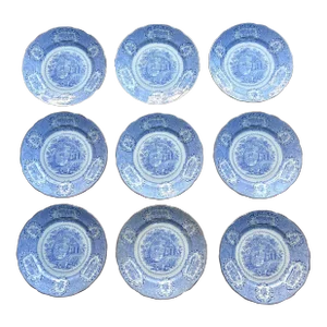 Blue &White English TransferWare Dinner Plates