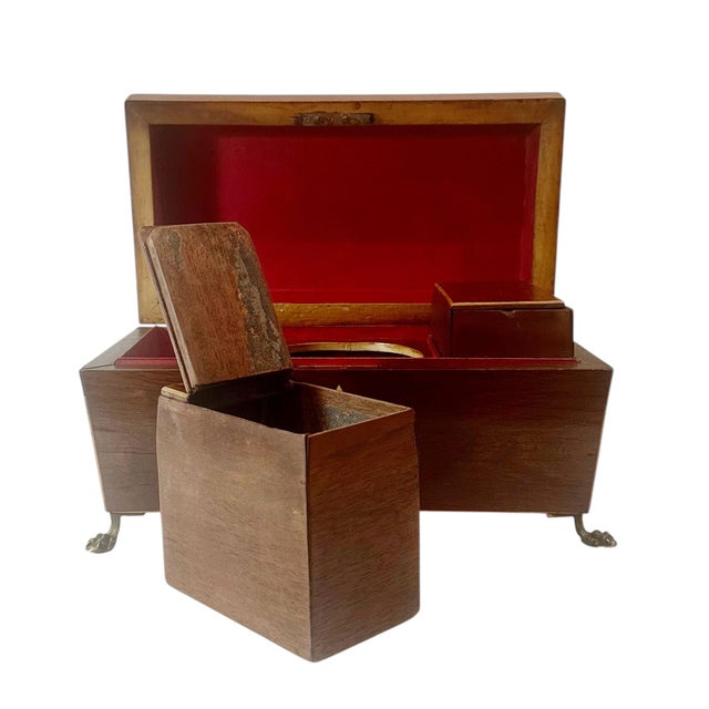 Early 19th Century English Regency Tea Caddy With Original Key For Sale - Image 10 of 13