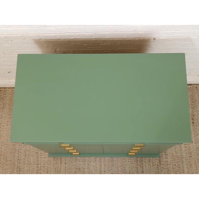 Olive Green Mid-Century Highboy Dresser With Diamond Detail and Sculptural Pulls by Kent Coffey For Sale - Image 11 of 12