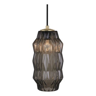 Mimo by Oggetti Faceted Glass Pendant Light, Bronze, Brass For Sale