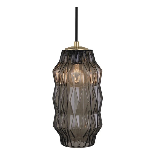 Mimo by Oggetti Faceted Glass Pendant Light, Bronze, Brass For Sale