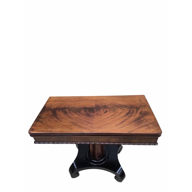 Wood Antique American Empire Flame Mahogany Flip-Top Game Table For Sale - Image 7 of 10