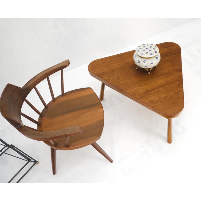 T.H. Robsjohn Gibbings Gibbings for Widdicomb Triangular Tapered Dowel Leg Coffee Side Table For Sale - Image 4 of 12