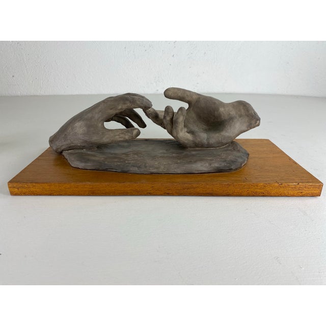 This is a mid-century vintage plaster artist hand model study. This artist study is a rendering of a pair of hand...