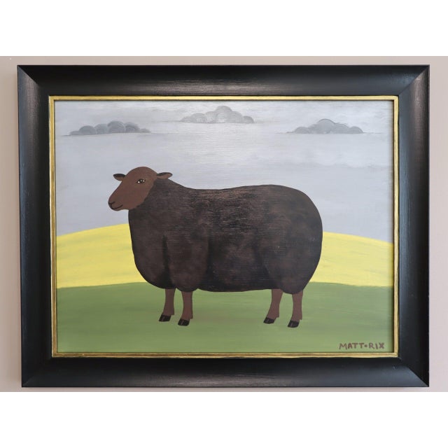 NORMA Size: 14.6 x 18.7 inches (including frame) Oil on board A charming contemporary naïve style painting, executed in...