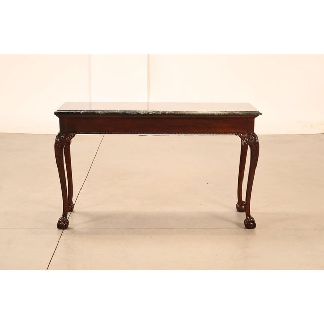 Stickley Chippendale Style Marble Top Mahogany Sofa Table Console For Sale - Image 14 of 18