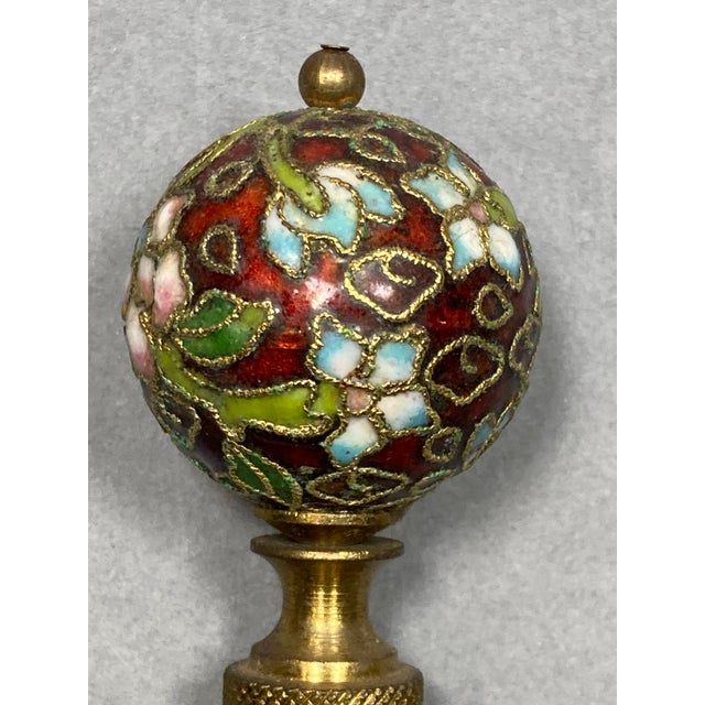 Vintage Cloisonne Floral Lamp Finial For Sale - Image 4 of 10