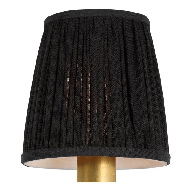 Visual Comfort Signature 4" Pleated Black Linen Shade For Sale