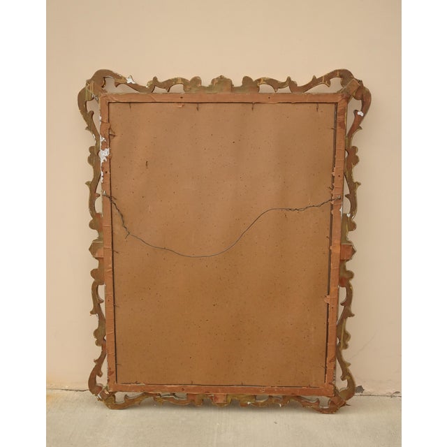 41" High Antique French Provincial Gold Gilt Wall Mantle Mirror W Scrolls For Sale - Image 12 of 12