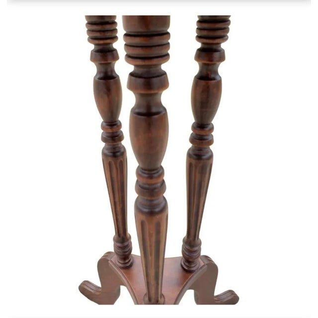 Pedestal Tripod Walnut Side Table Plant Stand With Turned Legs For Sale - Image 4 of 9