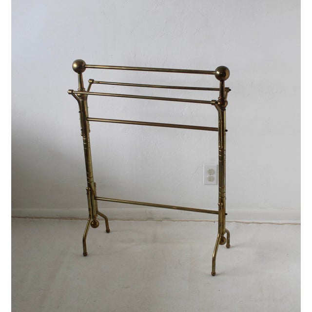 1970s Vintage Victorian-Style Brass Towel Blanket Comforter Rack Stand For Sale - Image 5 of 15