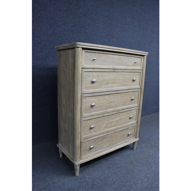 Whitewashed Oak Five-Drawer High Chest For Sale In Philadelphia - Image 6 of 9