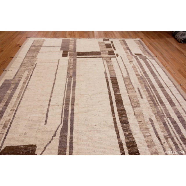 Textile Warm Cozy Modern Neutral Tribal Contemporary Large Area Rug For Sale - Image 7 of 8