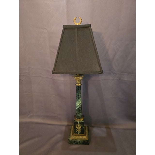 Late 20th Century Corinthian Column Marble and Bronze Lamp For Sale - Image 9 of 9