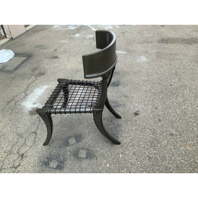1980s Klismos Side Chair in Custom Gray Finish For Sale - Image 5 of 8