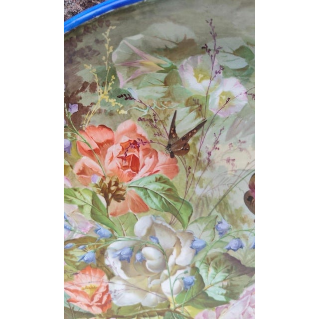 Large 19th Century French Faience Roses Platter Creil & Montereau For Sale - Image 4 of 7