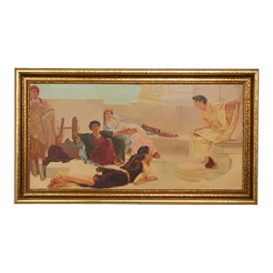 Vintage Original Painting After 'A Reading of Homer' Lawrence Alma Tadema