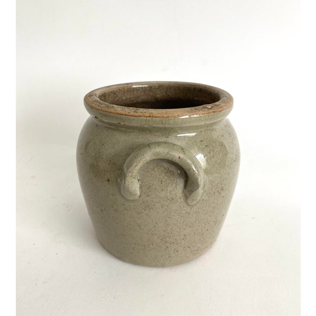 Extra small antique confit pot with applied double handles from the Burgundy region of France. Originally used for food or...