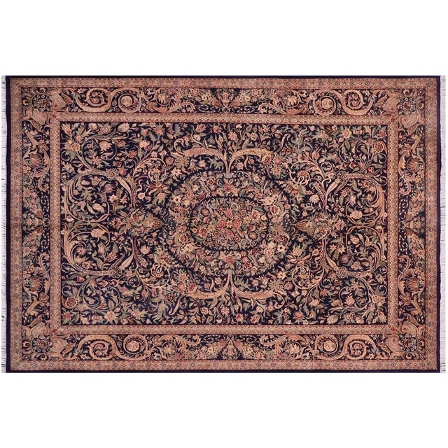 Red Shabby Chic Tamour Pak-Persian Blue/Red Wool Rug - 10'2'' X 14'1'' For Sale - Image 8 of 8