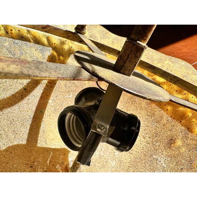 1960s Custom Italian Hand Blown Amber Glass Pendant With Brass/Bronze/Copper Finish For Sale - Image 10 of 11