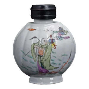 Early 20th Century Hua Cha Gong Si Mark Republic Period Chinese Polychrome Tea Caddy