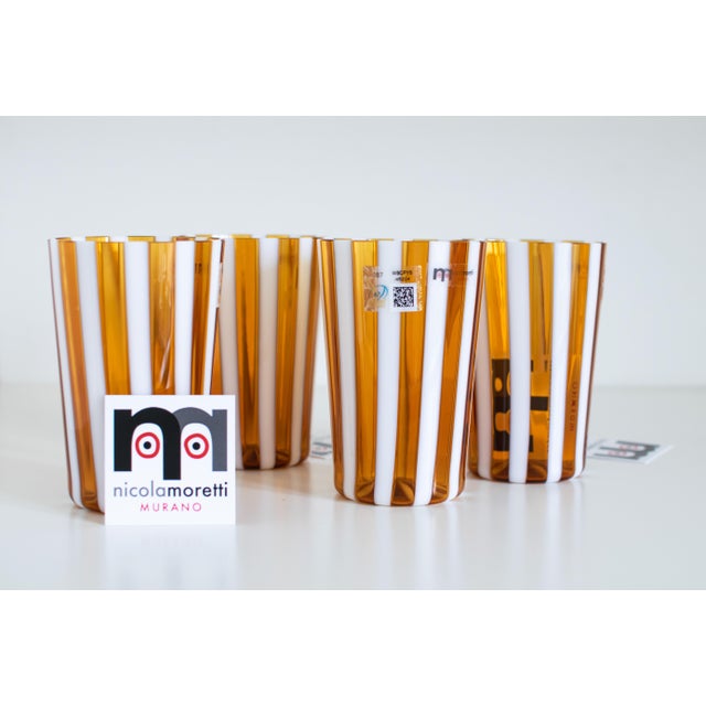 Glass Murano Drinking Glasses by Mariana Iskra for F.Lli Moretti, 2000s, Set of 4 For Sale - Image 7 of 9