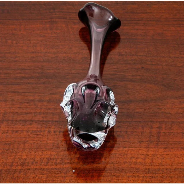 Mid Century Modern Art Glass Vase Floral 2 Tone Sweden Purple Glass Two Flowers For Sale - Image 9 of 11