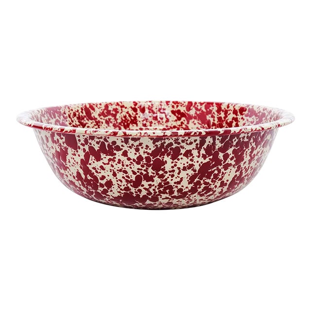 Crow Canyon Home Splatterware, Medium Basin in Burgundy & Cream For Sale