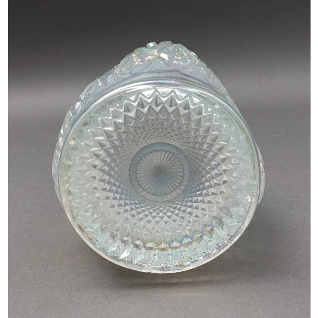 Glass Mid 20th Century L.E. Smith Clear Iridescent Carnival Glass Swung Vase For Sale - Image 7 of 9