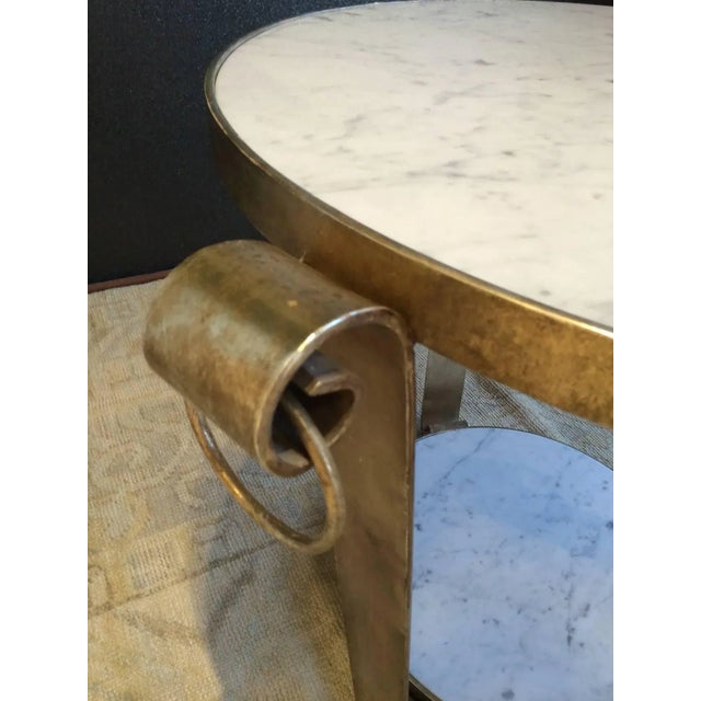 Ornamental & Decorative Materials White Gold Leaf & Marble Wrought Iron Table For Sale - Image 7 of 7