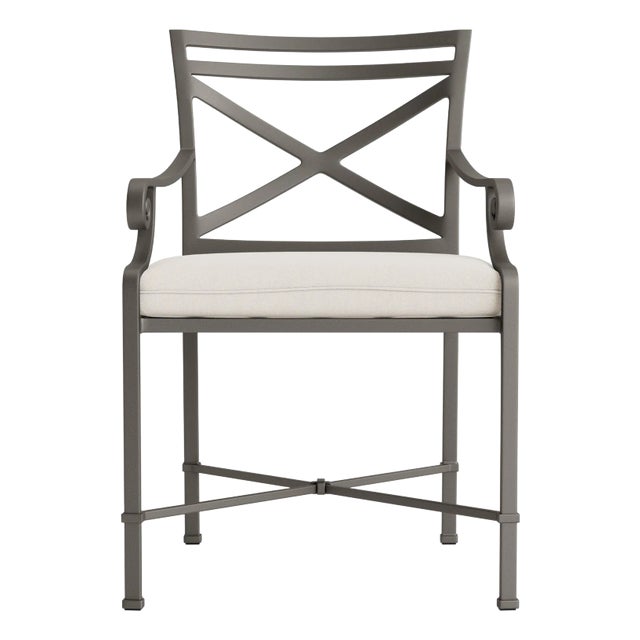 Brown Jordan Venetian Arm Chair, Mica frame with Fusion Natural fabric For Sale