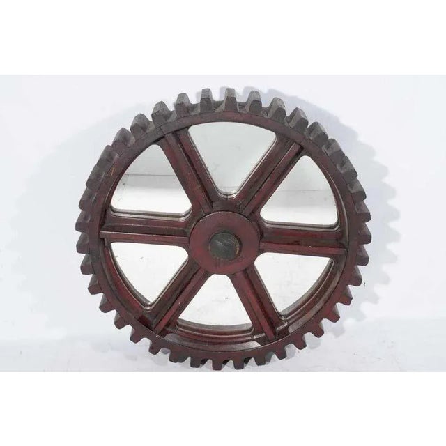 Industrial Late 19th Century Antique Industrial Cog Mirror For Sale - Image 3 of 5