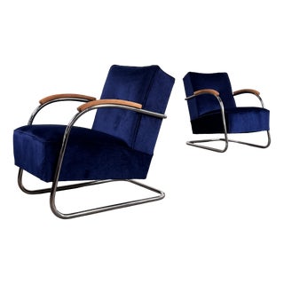 Tubular Steel Bauhaus Chairs attributed to Anton Lorenz for Mucke Melder, 1930, Set of 2 For Sale