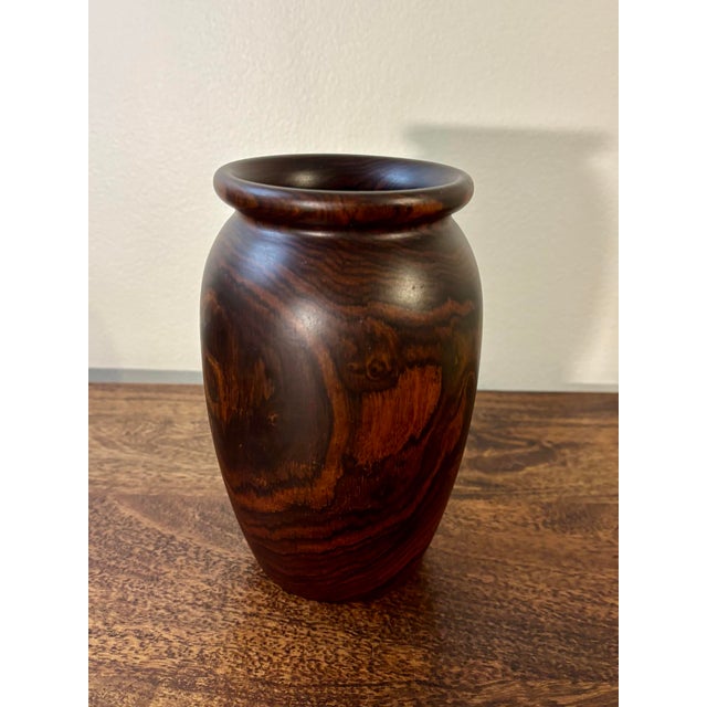 Vintage Rosewood Turned Vase, 1950s For Sale In Miami - Image 6 of 7