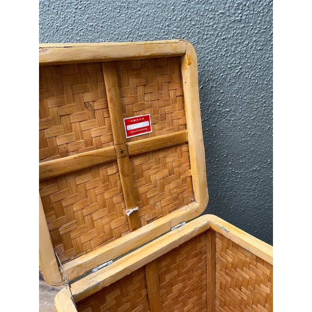 Khaki Vintage Shanghai Weave Hinged Lidded Box For Sale - Image 8 of 11