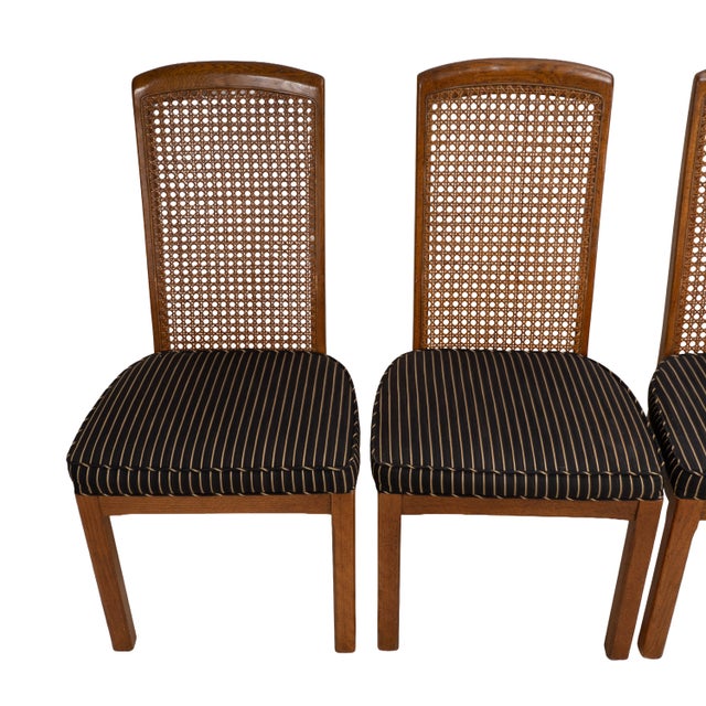 1970s Drexel Heritage Mid Century Cane Back Oak Dining Chairs - Set of 8 For Sale - Image 14 of 18