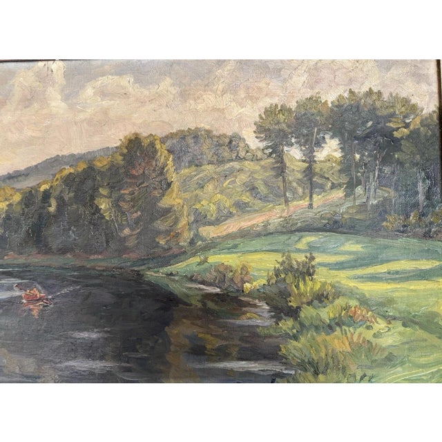Blue Schocketal with Fulda, Scholz Paul, 56 on the River Kassel, 1937, Oil on Canvas, Framed For Sale - Image 8 of 13