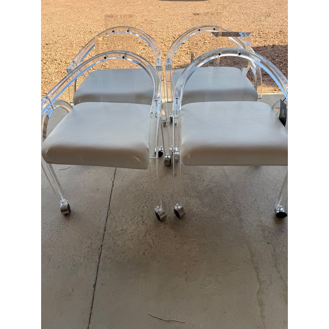Set of Four Vintage Lucite Armchairs in the Style of Charles Hollis Jones For Sale - Image 10 of 12