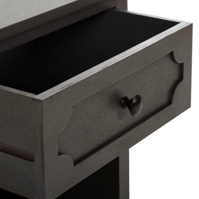 Wood One Drawer Storage Side Table, Grey For Sale - Image 7 of 9