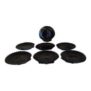1960's Black Amethyst Arcoroc French Cofgquillage Salad Plates- Set of 7 For Sale