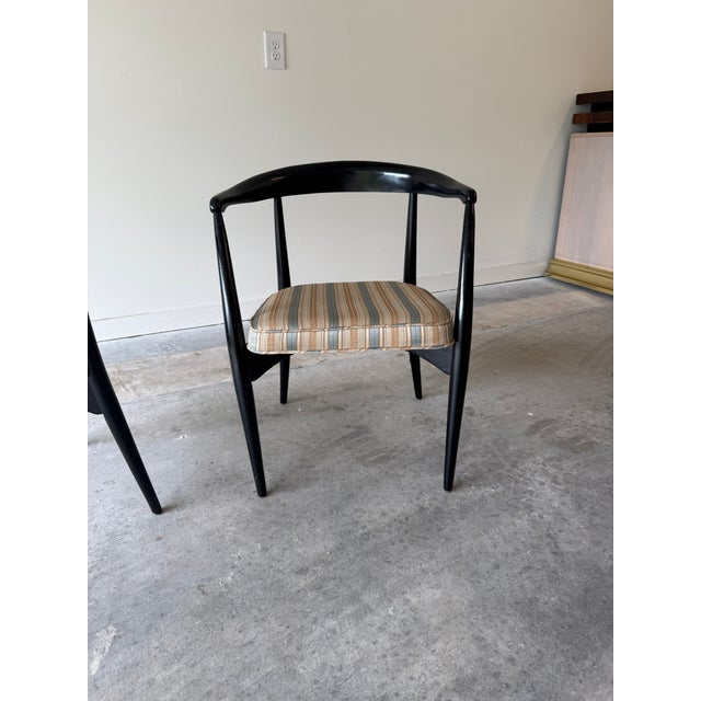 Black Mid Century Danish Modern Ebonzied Lawrence Peabody Dining Chair Set for Craft Associates For Sale - Image 8 of 12