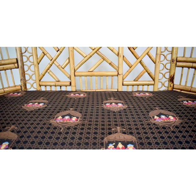 Mid-20th Century Coastal Brighton Pavilion Bamboo and Cane Settee For Sale - Image 10 of 14